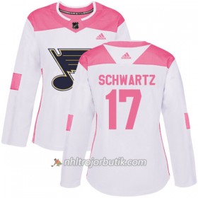 Dame Ishockey St. Louis Blues Tröja Jaden Schwartz 17 Adidas 2017-2018 Vit Rosa Fashion Authentic